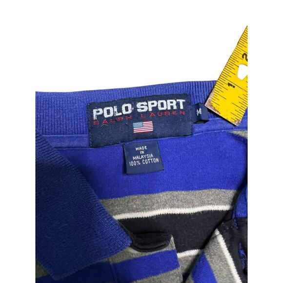 Vintage Polo Sport by Ralph Lauren Striped Collared Long Sleeve - 90โsโ Blue - M - Picture 3 of 5